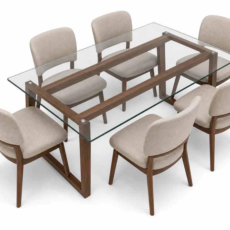 Bàn ăn gỗ sồi 6 ghế Cường lực