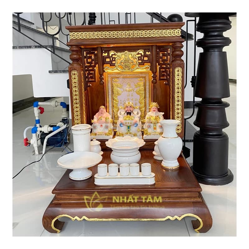 Bàn thờ ông Địa thức 1 gỗ sồi 50cm