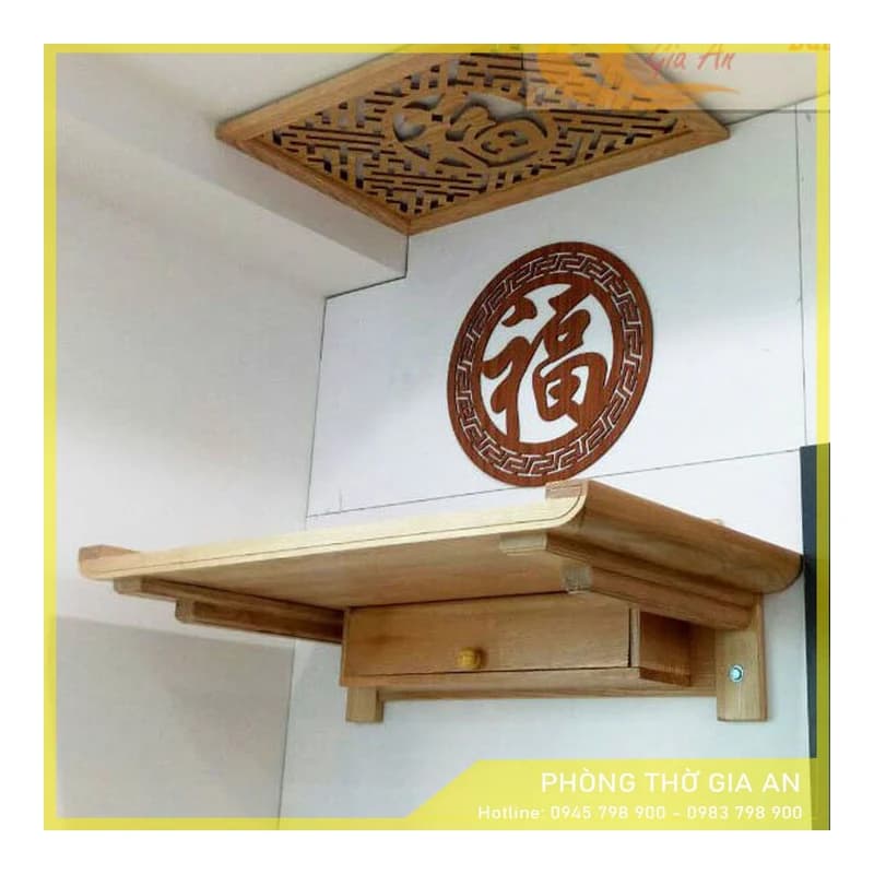 Bàn thờ treo tường gỗ sồi 1m27 x 67cm