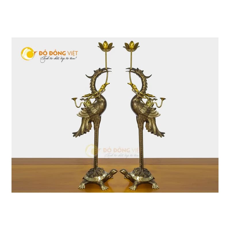 Đôi hạc đồng cưỡi rùa 50cm