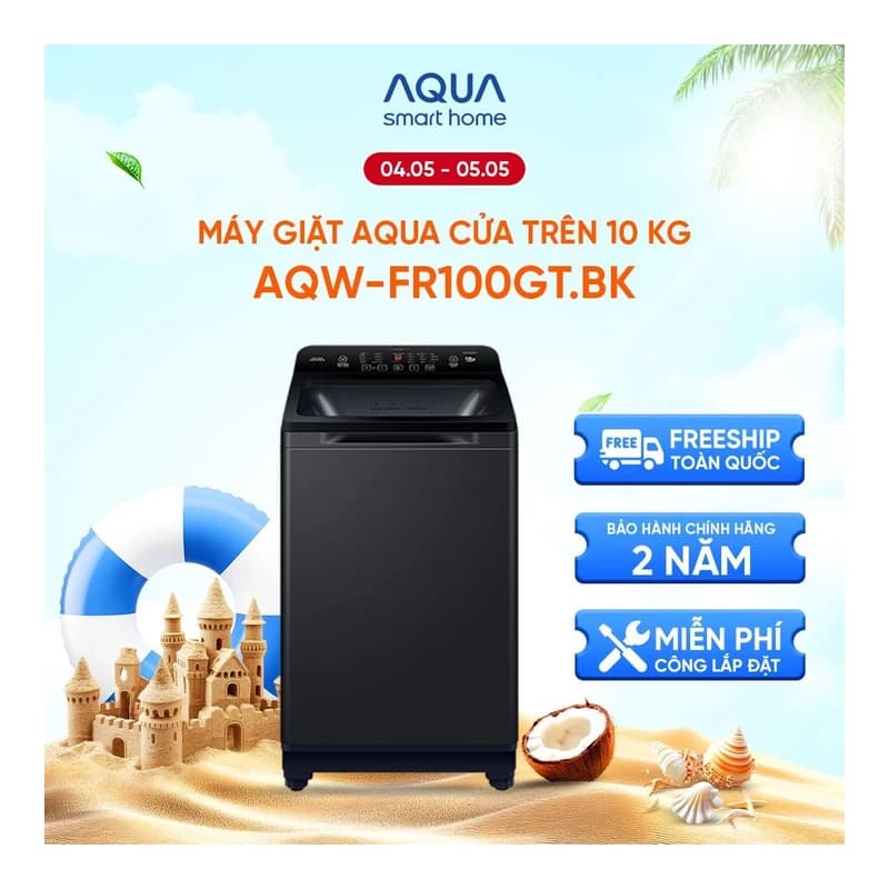 Máy giặt Aqua 10kg cửa trên AQW-FR100GT.BK