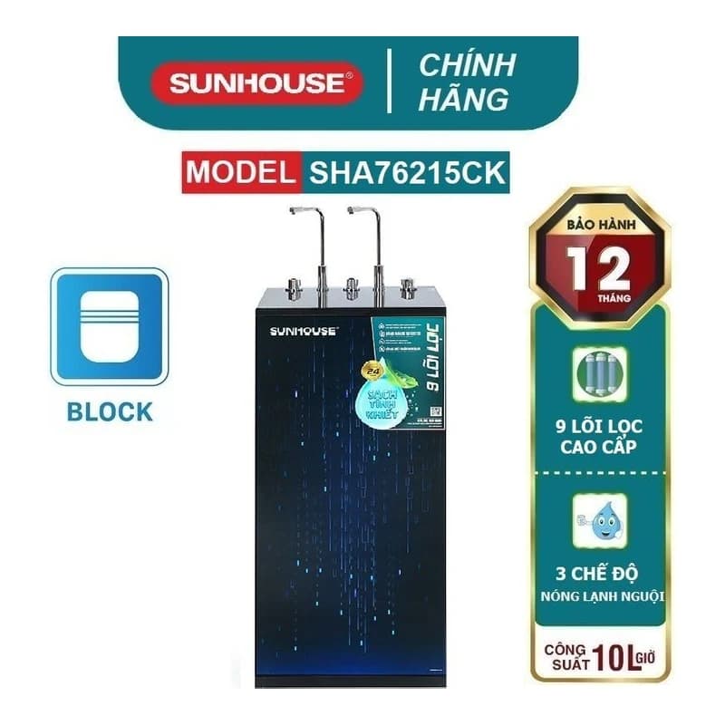 Máy lọc nước Sunhouse SHA76215CK nóng lạnh