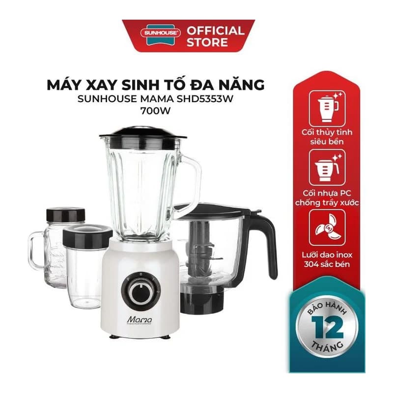 Máy xay sinh tố đa năng Sunhouse SHD5253 3 trong 1