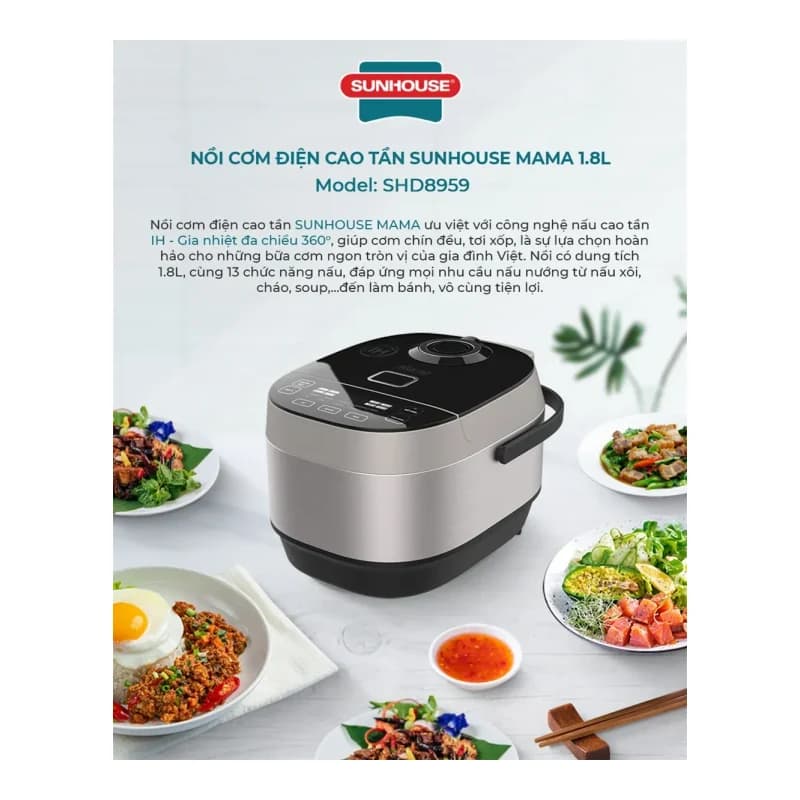 Nồi cơm điện cao tần Sunhouse SHD8959 1.8L