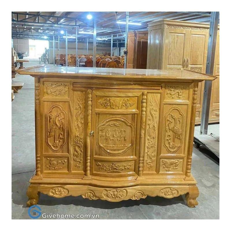 Tủ thờ gỗ sồi 3 cấp 1m97 cao cấp